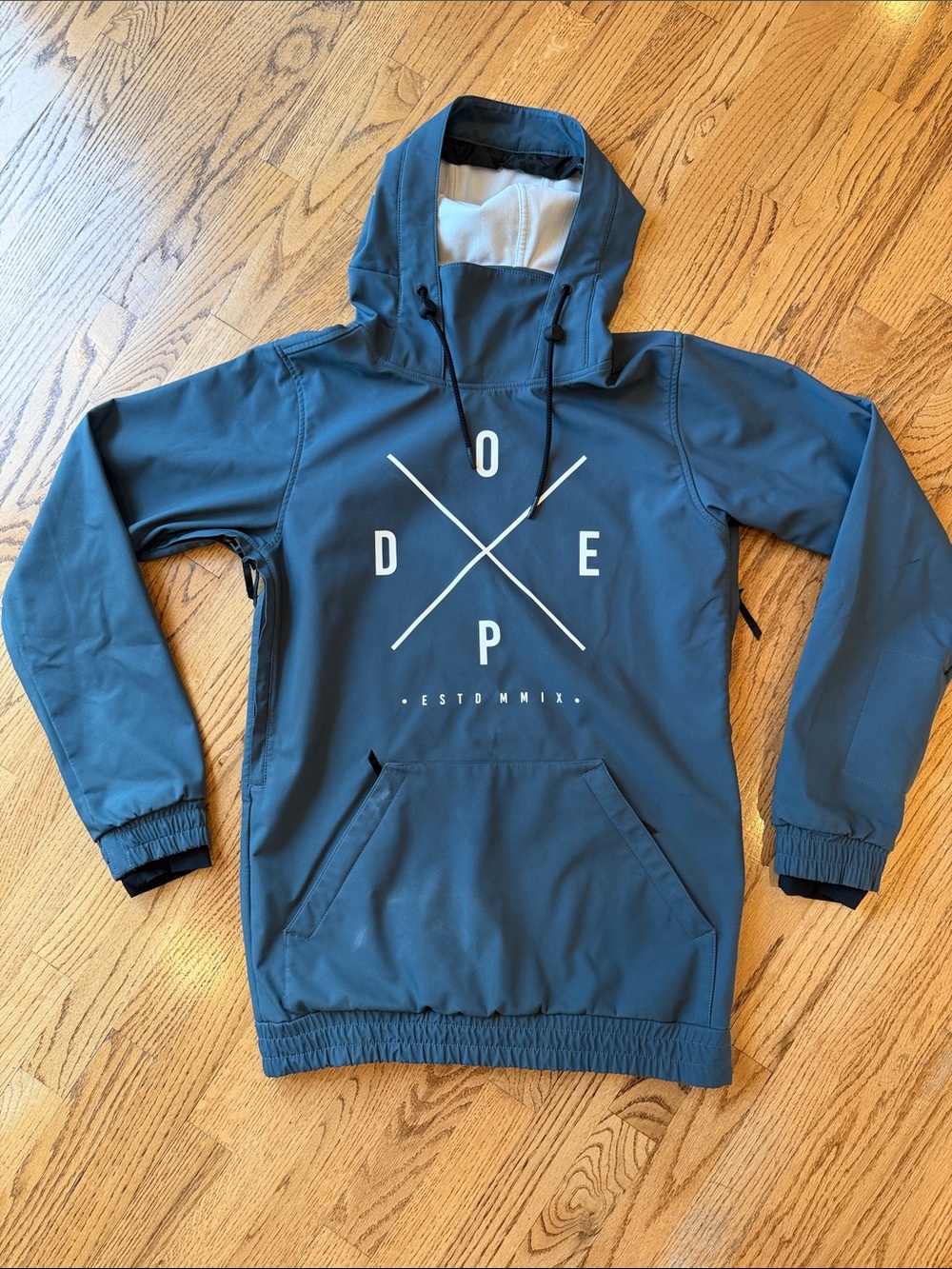 DOPE Men's Hooded Pullover Snowboard Jacket- Slate Teal